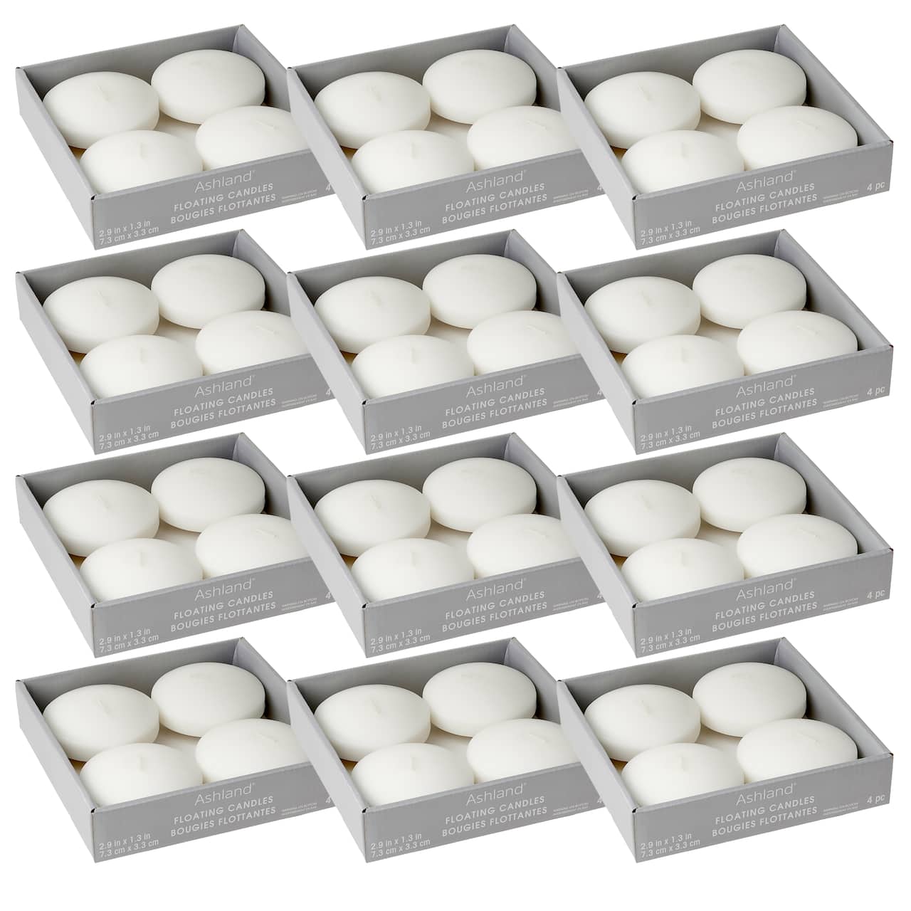 12 Packs: 4 ct. (48 total) Basic Elements™ White Floating Candles by Ashland®